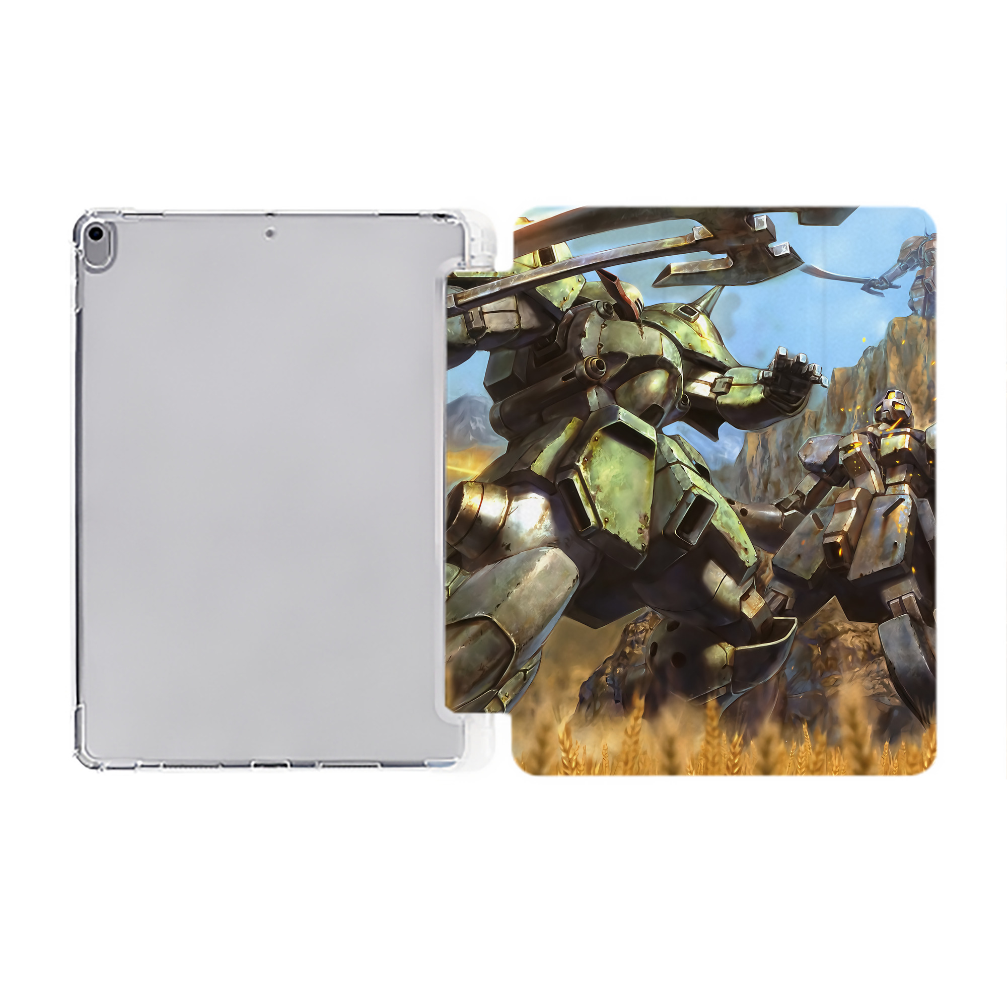 （画像用） 機動戦士ガンダム Mobile Suit Gundam IPad ケース ペン収納付き 三つ折りスタンド PUレザー×シリコン 対応機種9.5/10.5/10.9インチ